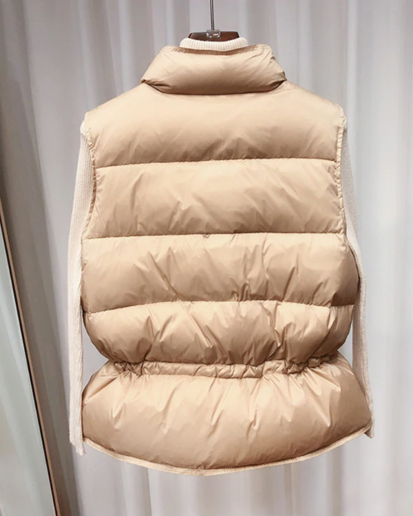 Bomber Weste Gilet Damen | Windschutz Weste für Damen | Bomber Gilet mit Kragen und Taschen | Weste in schwarz, beige oder weiss