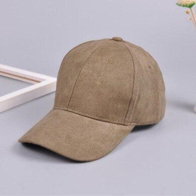 Braun Beige Wildleder Kopfbedeckung Cap Muetze Damen 