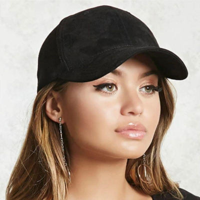Schwarzes Wildleder Style Cap Baseball Mütze Kopfbedeckung 