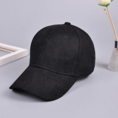 Schwarzes Wildleder Cap Baseball Muetze Kopfbedeckung Damen 