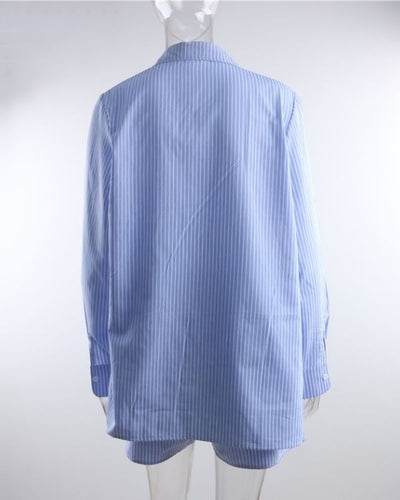 Oversize Bluse und Shorts Hosen mit elastischem Bund