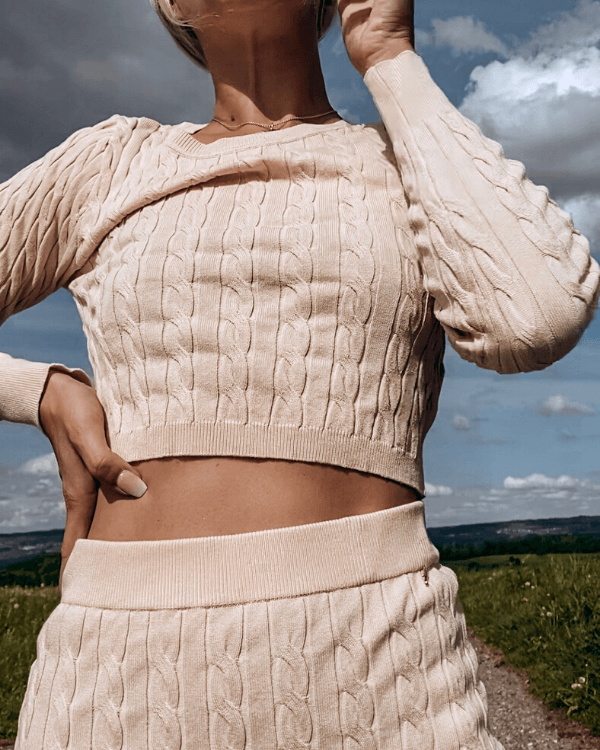 Zweiteiler Rock und Pullover Lounge Knit Style Fashion