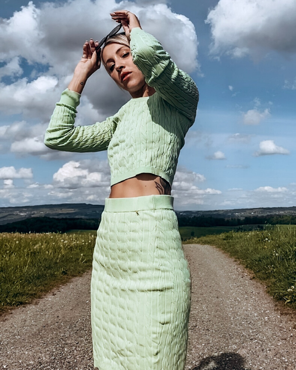 Zweiteiler Rock und Pullover Lounge Knit Style Fashion