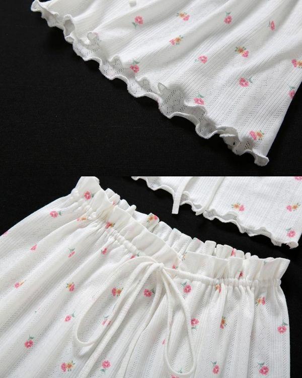Ruffle Rüschen Details Zweiteiler Set Damen Schweiz Fashion