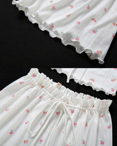 Ruffle Rüschen Details Zweiteiler Set Damen Schweiz Fashion