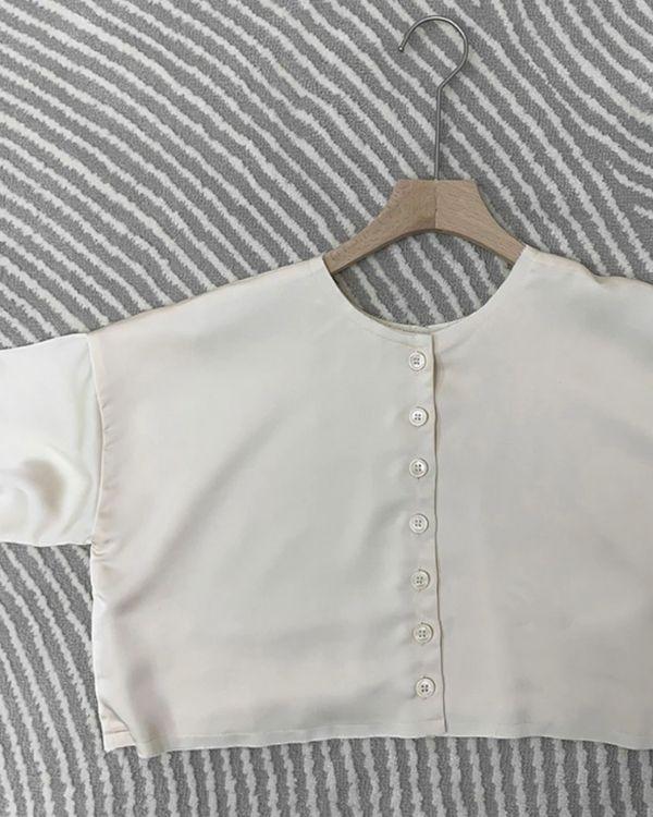 Weisse Satin Bluse Crop Top Bluse