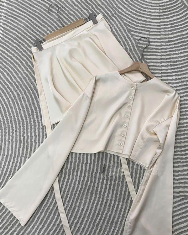 Wickelrock und Bluse Zweierset Elegant Fashion Kurzer Rock