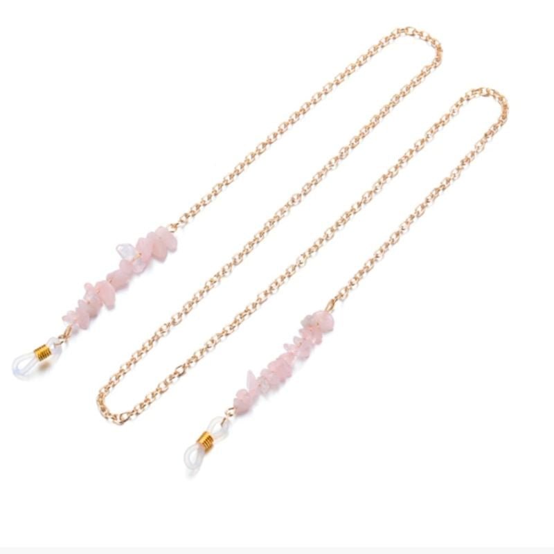 Brillenkette Sonnenbrille Kette aus feinen Gliederketten mit Quarz Steinen am Ende der Kette - Schmuck Accessoires Just Style