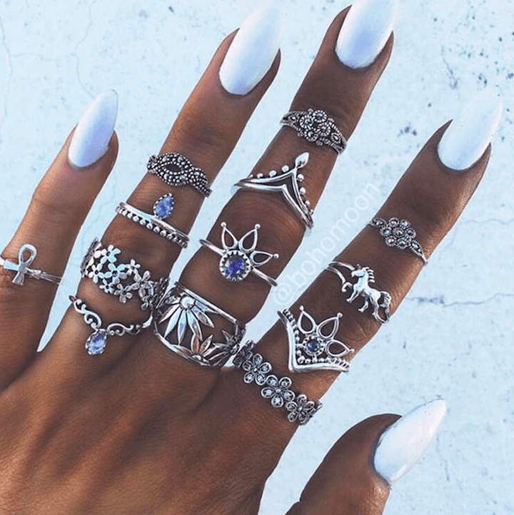 Ring Set Blue Flower Vibes