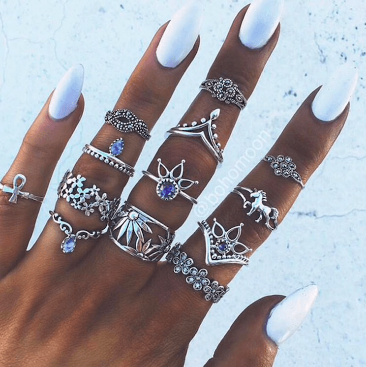 Ring Set Blue Flower Vibes
