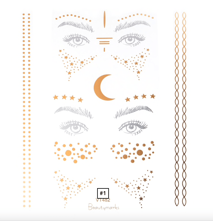 FLASH TATTO's Gesicht Mond & Sterne