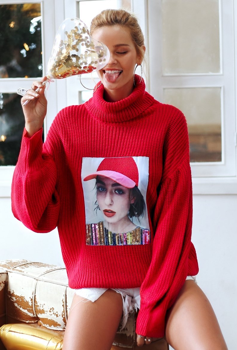 Rollkragen Pullover Good Vibes