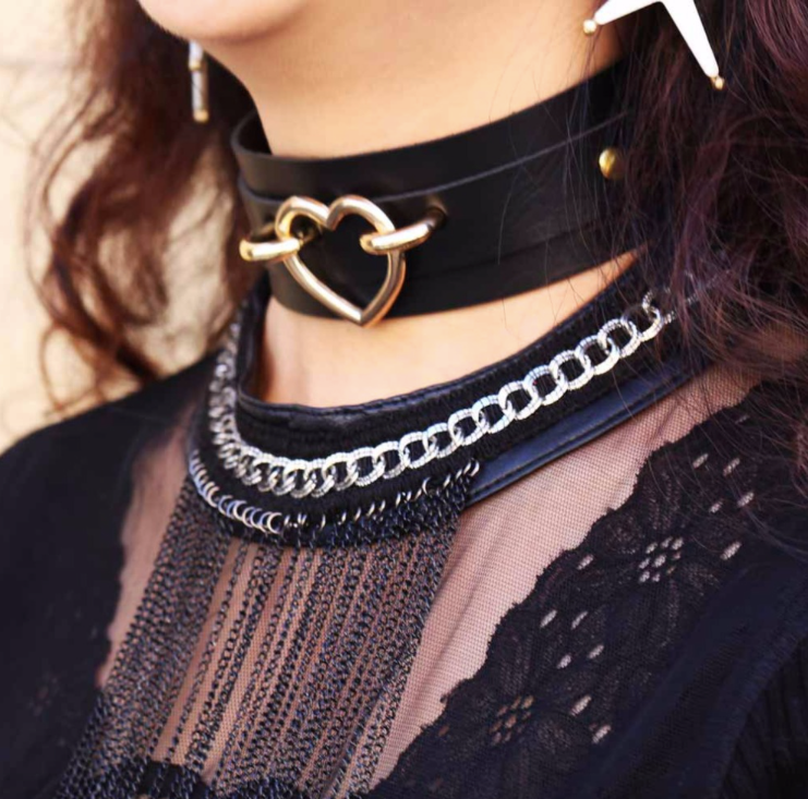Schwarze Kinky Choker Halskette - Fetisch BDSM Style Accessoires