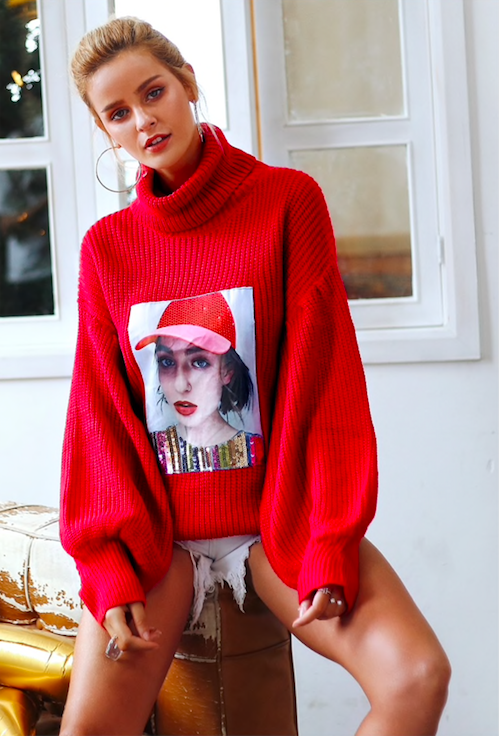 Rollkragen Pullover Good Vibes