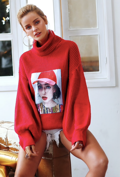Rollkragen Pullover Good Vibes