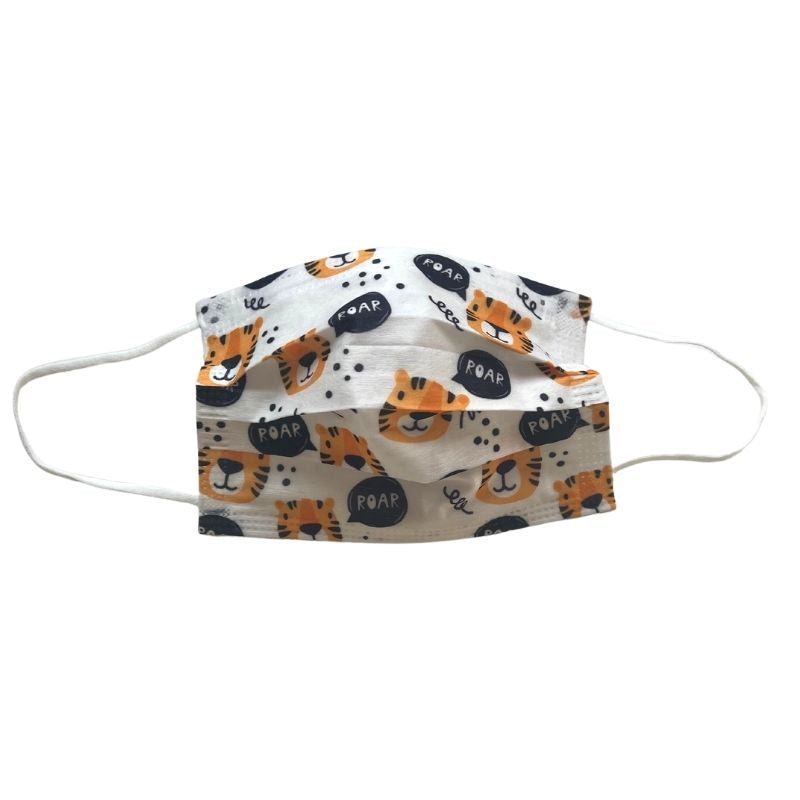 Kinder Einwegmaske Hygienemasken in weiss mit Tiger Motiven auf der Schutzmaske - Kindermasken kaufen Schweiz