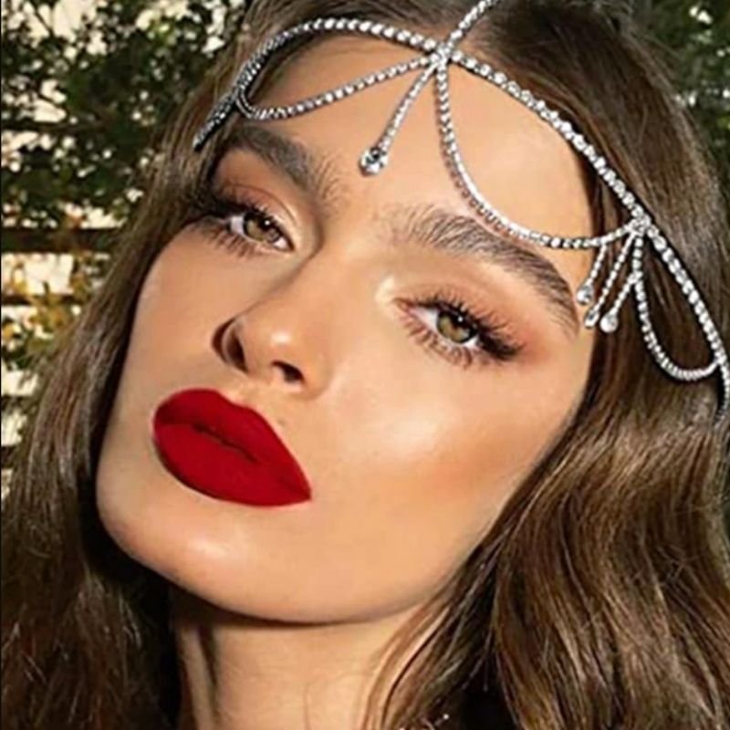 Glamour Glitzer Kopfschmuck aus Strasssteinen - Glitzersteine Kopfketten in silber und gold 