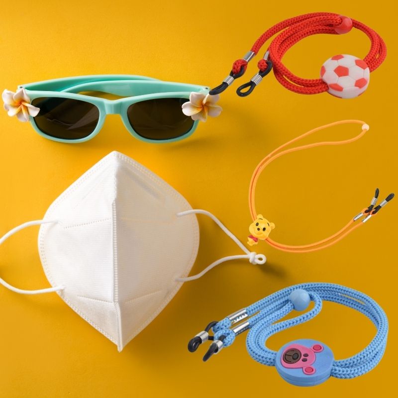 Kinder Maskenketten und Brillenketten mit coolen farbigen Motiven 