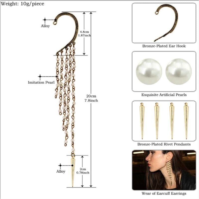 Kunstperlen Ohrring Ear Cuff kann an jedem Ohr getragen werden - Boho Modeschmuck Schweiz