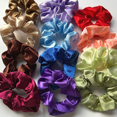 Farbige Bunte Haargummis Scrunchies aus Satin Seide 