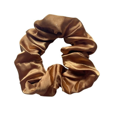 Braunes Satin Seide Scrunchies Haargummi - Farbige Damen Haargummis fuer coole Frisuren kaufen 