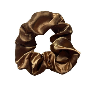 Braunes Satin Scrunchies Haargummi - kann auch ums Handgelenk als Accessoires getragen werden 