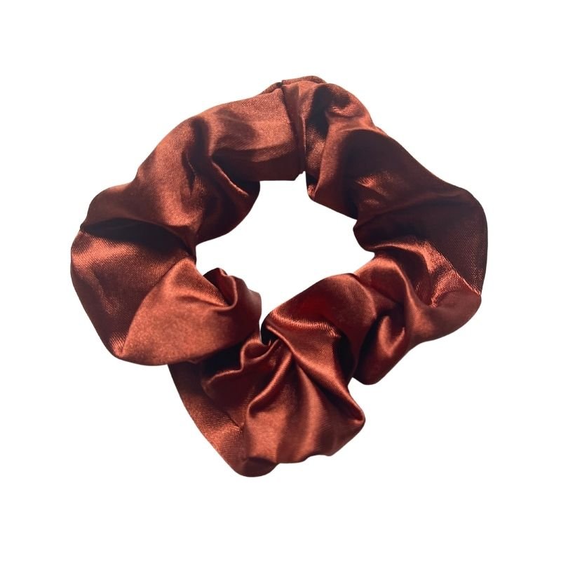 Rostig Braun Rotes Satin Scrunchie Haargummi - Scrunchies Haargummis online kaufen 