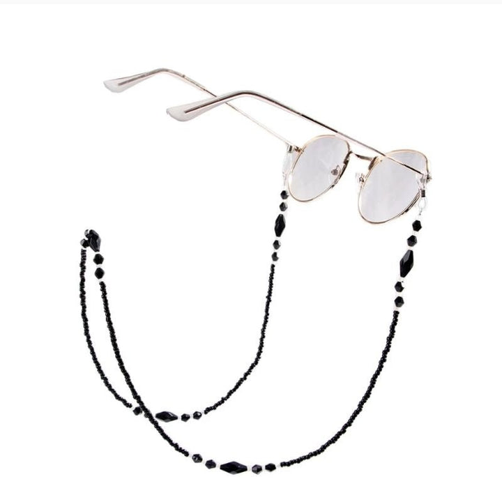 Schwarze Brillenkette Perlenkette aus schwarzen Kunstperlen 