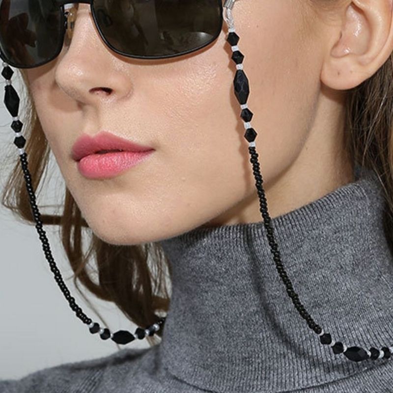 schwarze Perlenkette aus Kunstperlen - Brillenkette Sonnenbrille Kette und Maskenkette online kaufen Schweiz