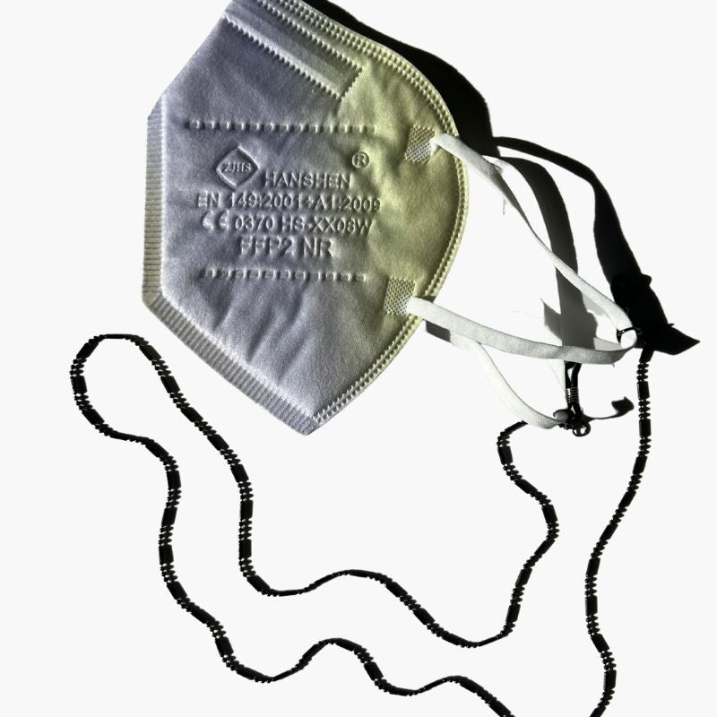 Brillenkette und Maskenkette in Einem - feine schwarze Perlenkette 