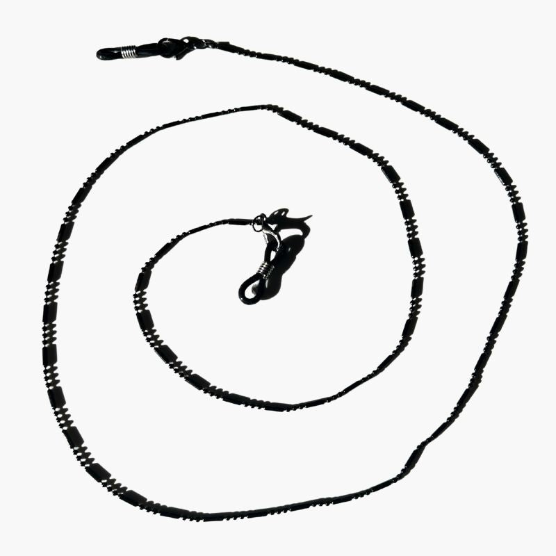 Leichte feine Brillenkette aus kleinen schwarzen Perlen - Maskenkette und Brillenkette in Einem