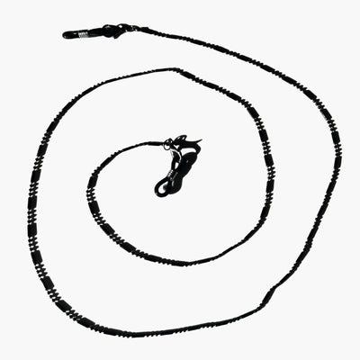 Leichte feine Brillenkette aus kleinen schwarzen Perlen - Maskenkette und Brillenkette in Einem